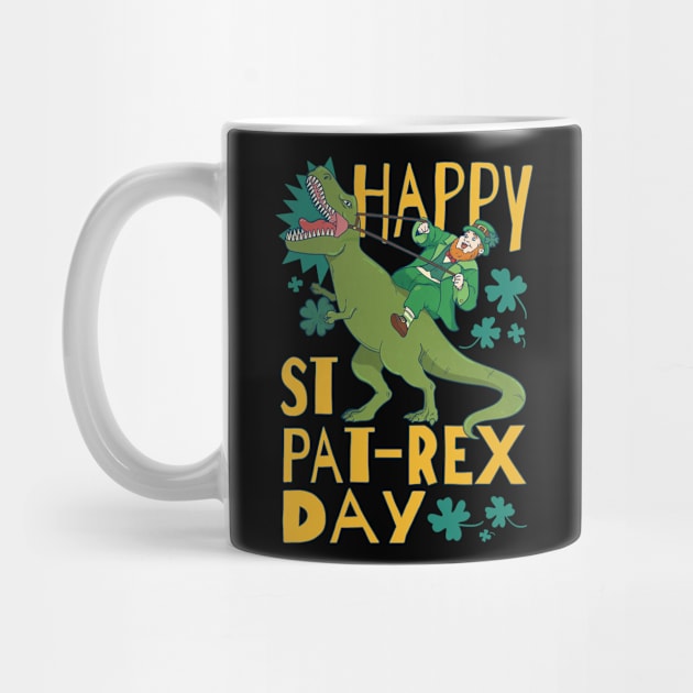 Happy St. Pat-Rex Day Leprechaun Riding T-Rex Dinosaur for St. Patrick's Day by DenverSlade